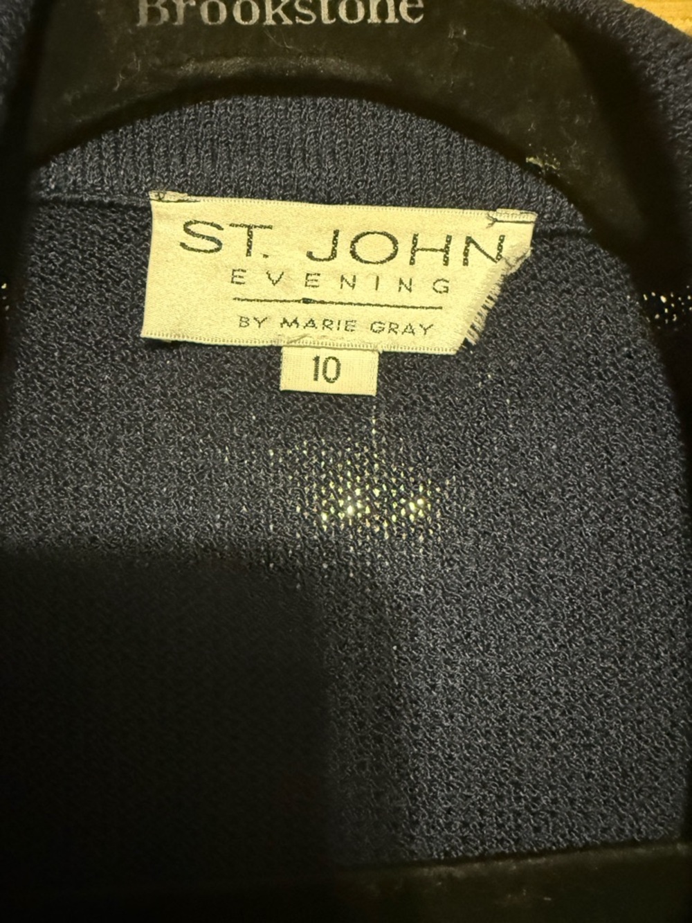 St John classic Navy Knit Cardigan with Gold Glitter beaded - Picture 9 of 11